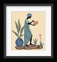 Standing Weaving Basket In Teal Fine Art Print