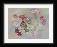 Sparrow In Cosmos Flowers Fine Art Print