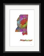 Mississippi  State Map 1 Framed Print
