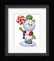 Snowman With Candy Fine Art Print