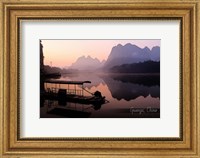 Vintage Boat on River in Guangxi Province, China, Asia Fine Art Print