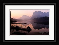 Vintage Boat on River in Guangxi Province, China, Asia Fine Art Print