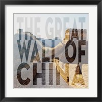 Vintage The Great Wall of China, Asia, Large Center Text II Framed Print