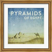 Vintage Pyramids of Giza with Camels, Egypt, Africa Fine Art Print