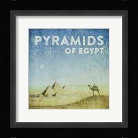 Vintage Pyramids of Giza with Camels, Egypt, Africa Framed Print