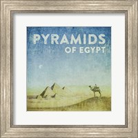 Vintage Pyramids of Giza with Camels, Egypt, Africa Fine Art Print