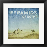 Vintage Pyramids of Giza with Camels, Egypt, Africa Framed Print