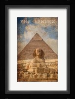 Vintage Great Sphinx of Giza, Pyramids, Egypt, Africa Framed Print