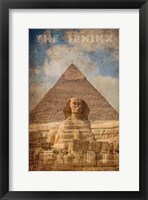 Vintage Great Sphinx of Giza, Pyramids, Egypt, Africa Framed Print