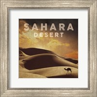 Vintage Sahara Desert with Sand Dunes and Camel, Africa Fine Art Print