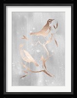 Rose Gold Foil Birds I on Grey Wash Fine Art Print