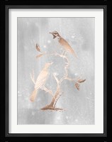 Rose Gold Foil Birds II on Grey Wash Fine Art Print
