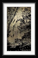 Gold Foil City Map New York on Black Fine Art Print