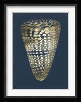 Gold Foil Shell I on Cobalt Fine Art Print
