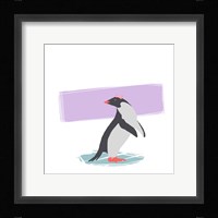 Minimalist Penguin, Girls Part I Framed Print