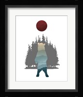 Blue Ombre Mountains in Standing Bear Silhouette Fine Art Print
