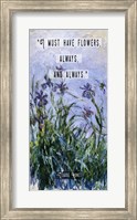 Monet Quote Purple Irises Fine Art Print