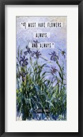 Monet Quote Purple Irises Fine Art Print