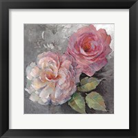 Roses on Gray I Framed Print