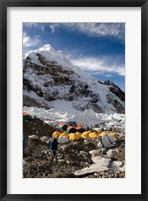 Tents Scattered along Khumbu Glacier,  Mt Everest, Nepal Fine Art Print