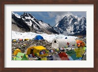 Tents of Mountaineers Scattered along Khumbu Glacier, Base Camp, Mt Everest Fine Art Print