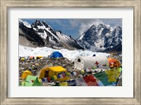 Tents of Mountaineers Scattered along Khumbu Glacier, Base Camp, Mt Everest Fine Art Print