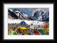 Tents of Mountaineers Scattered along Khumbu Glacier, Base Camp, Mt Everest Fine Art Print