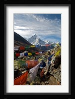 Prayer flags, Everest Base Camp Trail, peak of Ama Dablam, Nepal Fine Art Print