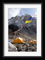 Tents of mountaineers along Khumbu Glacier, Mt Everest, Nepal Fine Art Print