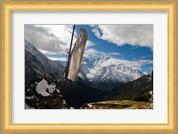 Prayer flags on ridge above Dole, peak of Ama Dablam, Nepa, Fine Art Print