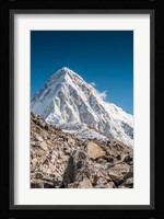 Trekkers on a trail with Mt Pumori in background Fine Art Print