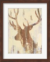 Golden Antlers II Neutral Grey Fine Art Print