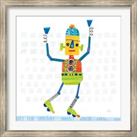 Robot Party I on Squares Fine Art Print