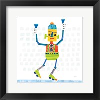 Robot Party I on Squares Fine Art Print