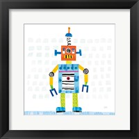 Robot Party II on Squares Framed Print