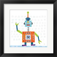 Robot Party III on Squares Framed Print
