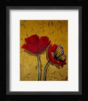 Red Poppies With Yellow Butterfly Fine Art Print