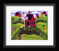 Old Red School House Kite Day Fine Art Print