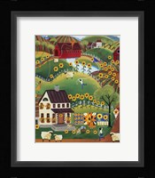 Primitive Quilt Maker House Sunflower Sheep Fine Art Print