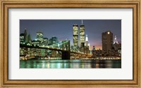 The Brooklyn Bridge and Twin Towers at Night Fine Art Print