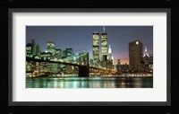 The Brooklyn Bridge and Twin Towers at Night Framed Print