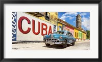 Vintage Car and Mural, Cuba Framed Print