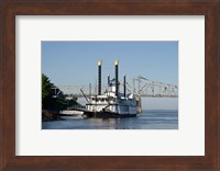 Paddlewheel boat and casino, Mississippi River, Mississippi Fine Art Print