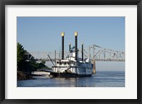 Paddlewheel boat and casino, Mississippi River, Mississippi Fine Art Print