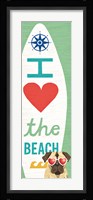 Beach Bums Pug Surf Board Framed Print