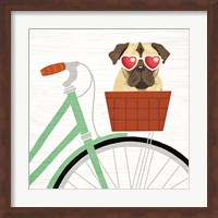 Beach Bums Pug Bicycle I Fine Art Print