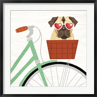 Beach Bums Pug Bicycle I Fine Art Print