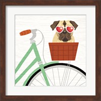 Beach Bums Pug Bicycle I Fine Art Print