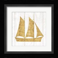 Beachscape V Boat Gold Neutral Framed Print