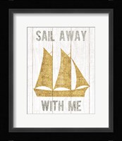 Beachscape V Boat Quote Gold Neutral Framed Print